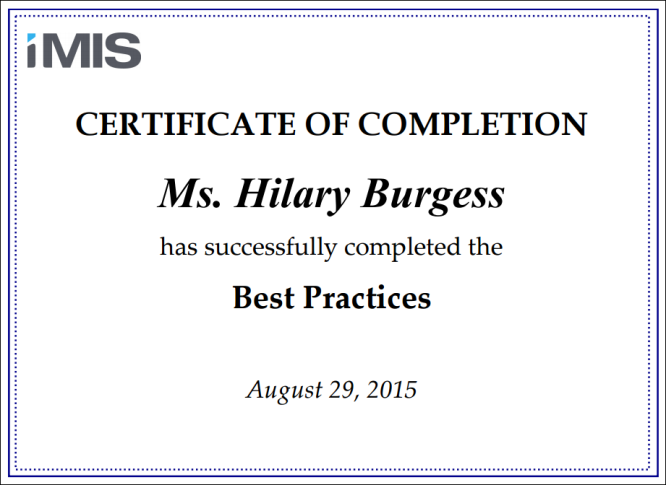 Viewing the Event Program Item Certificates report example